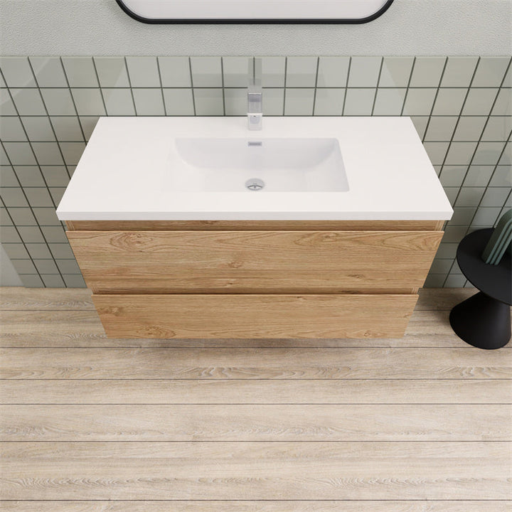 Magpie Floating Vanity in New England Oak (24-84 inches)