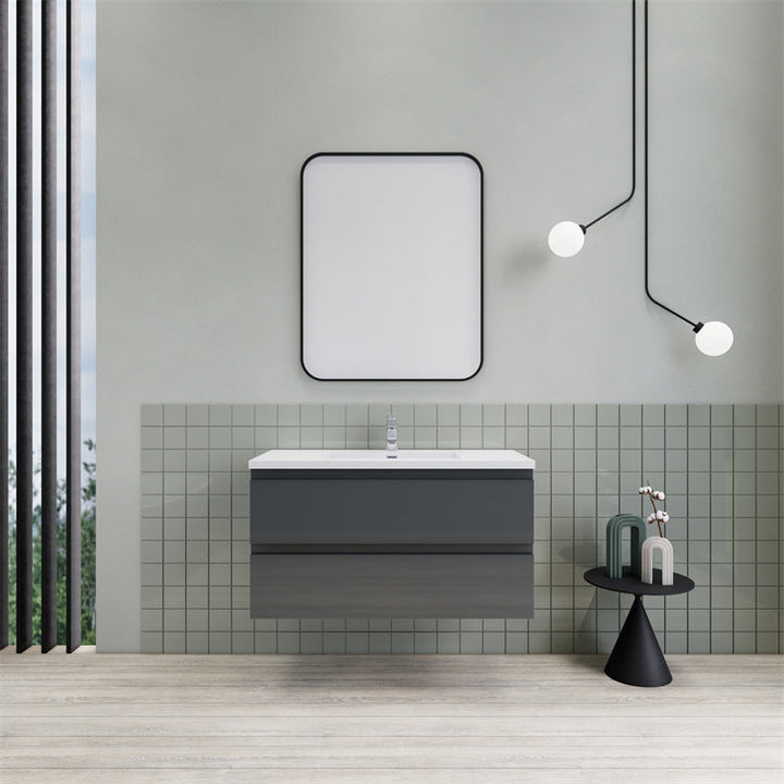 Magpie Floating Vanity in High Gloss Gray (24-84 inches)