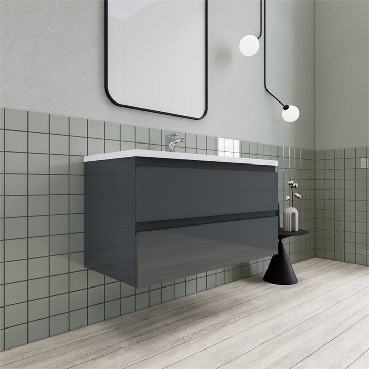 Magpie Floating Vanity in High Gloss Gray (24-84 inches)