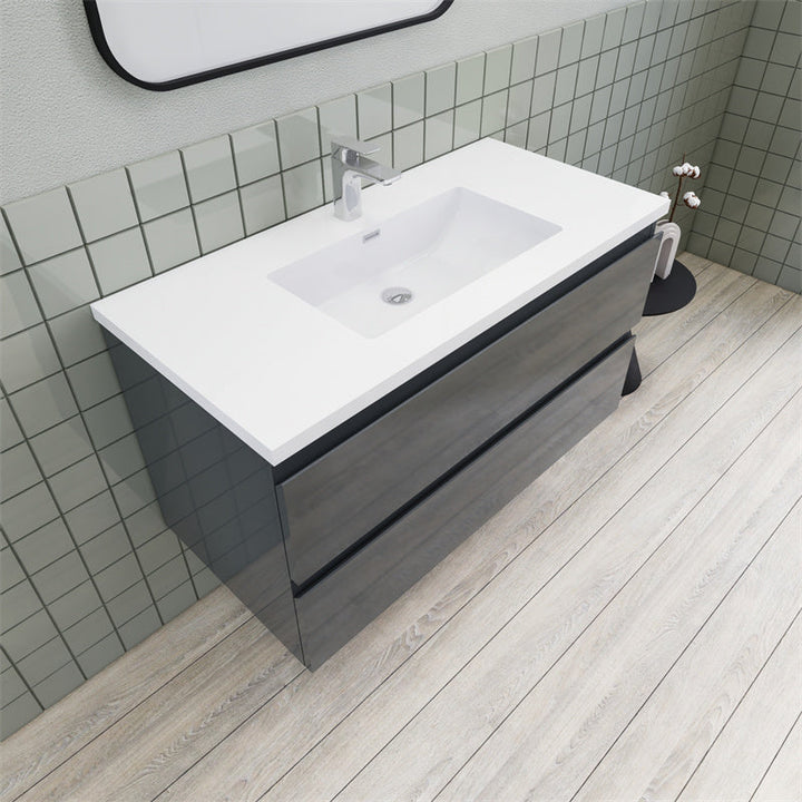 Magpie Floating Vanity in High Gloss Gray (24-84 inches)