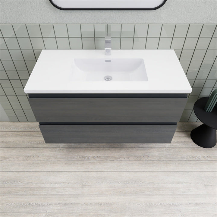 Magpie Floating Vanity in High Gloss Gray (24-84 inches)
