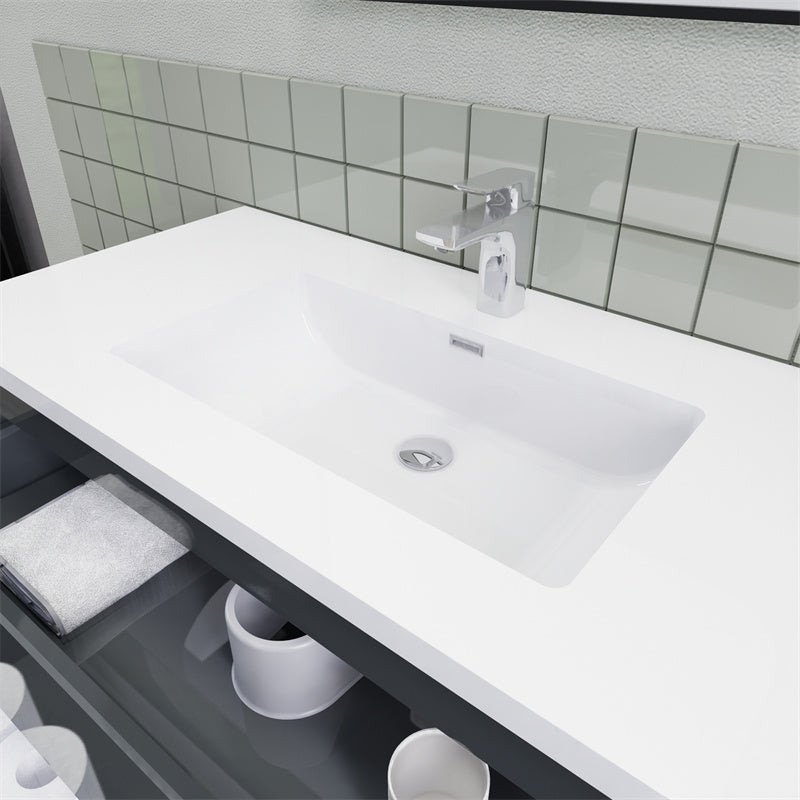 Magpie Floating Vanity in High Gloss Gray (24-84 inches)