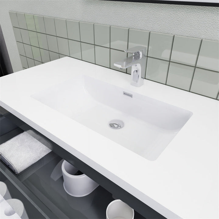 Magpie Floating Vanity in High Gloss Gray (24-84 inches)