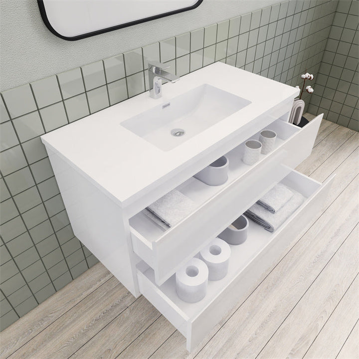 Magpie Floating Vanity in High Gloss White (24-84 inches)