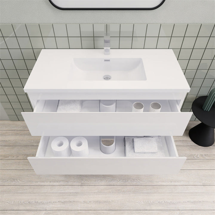 Magpie Floating Vanity in High Gloss White (24-84 inches)