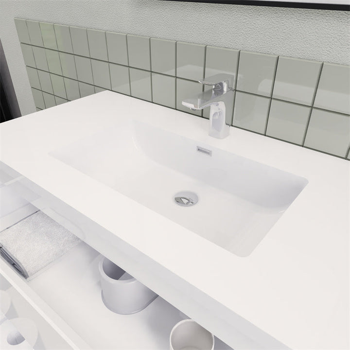Magpie Floating Vanity in High Gloss White (24-84 inches)