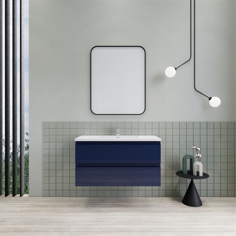 Magpie Floating Vanity in High Gloss Blue (24-84 inches)