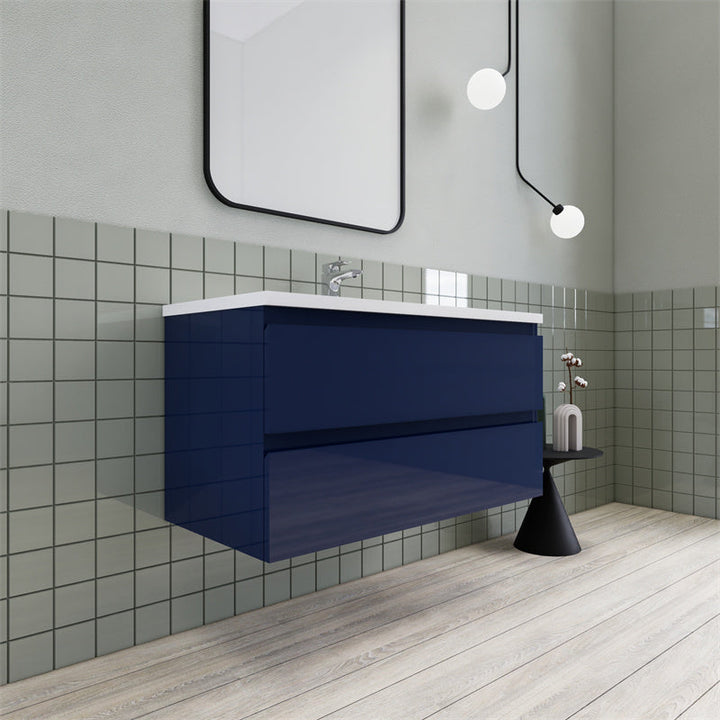 Magpie Floating Vanity in High Gloss Blue (24-84 inches)