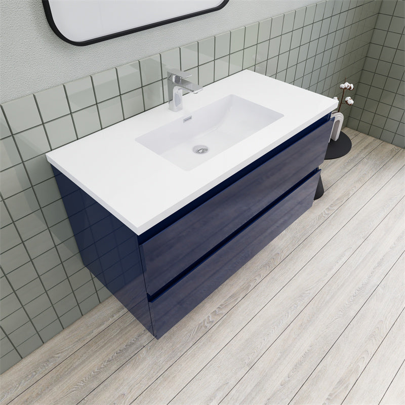 Magpie Floating Vanity in High Gloss Blue (24-84 inches)