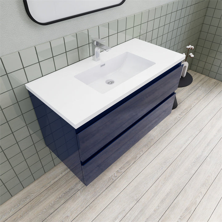Magpie Floating Vanity in High Gloss Blue (24-84 inches)