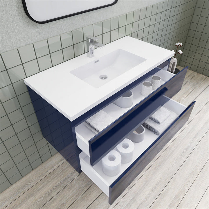 Magpie Floating Vanity in High Gloss Blue (24-84 inches)