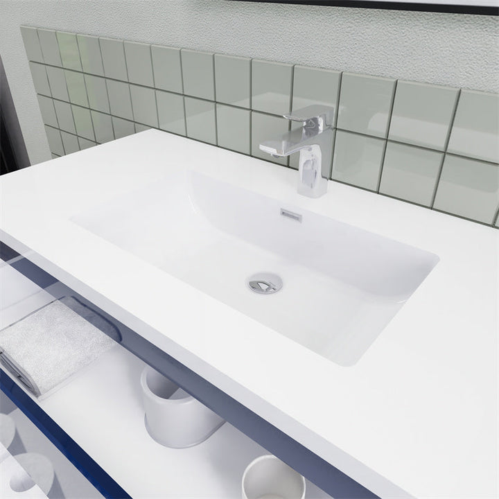 Magpie Floating Vanity in High Gloss Blue (24-84 inches)
