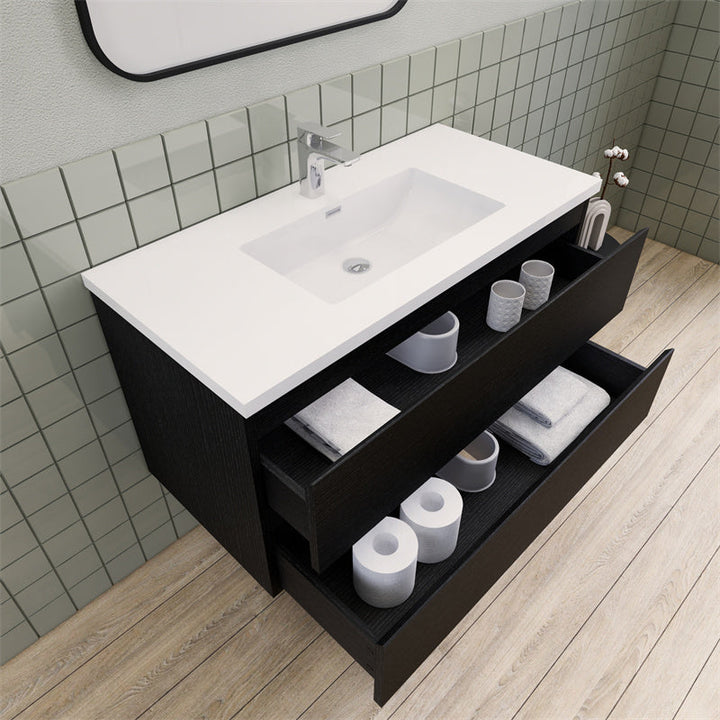 Magpie Floating Vanity in Rich Black Oak (24-84 inches)