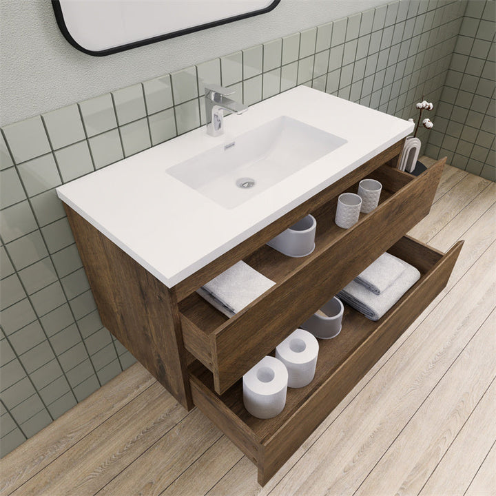 Magpie Floating Vanity in Rose Wood (24-84 inches)