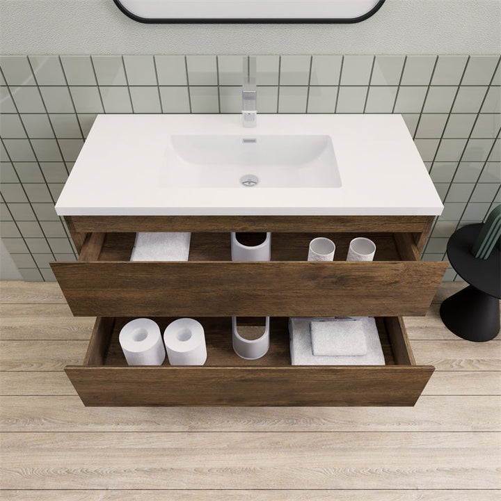 Magpie Floating Vanity in Rose Wood (24-84 inches)