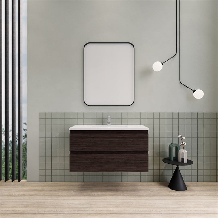 42" Magpie Floating Vanity in Dark Grey Oak