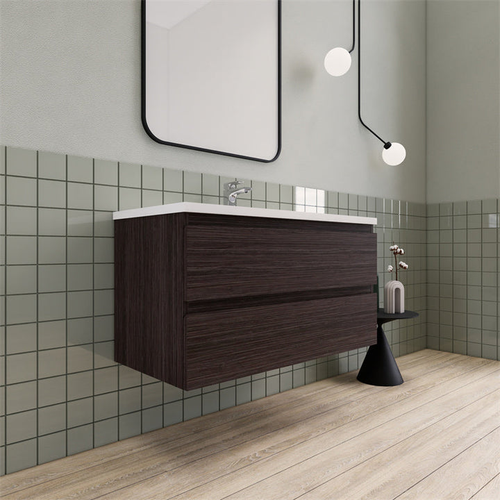 42" Magpie Floating Vanity in Dark Grey Oak