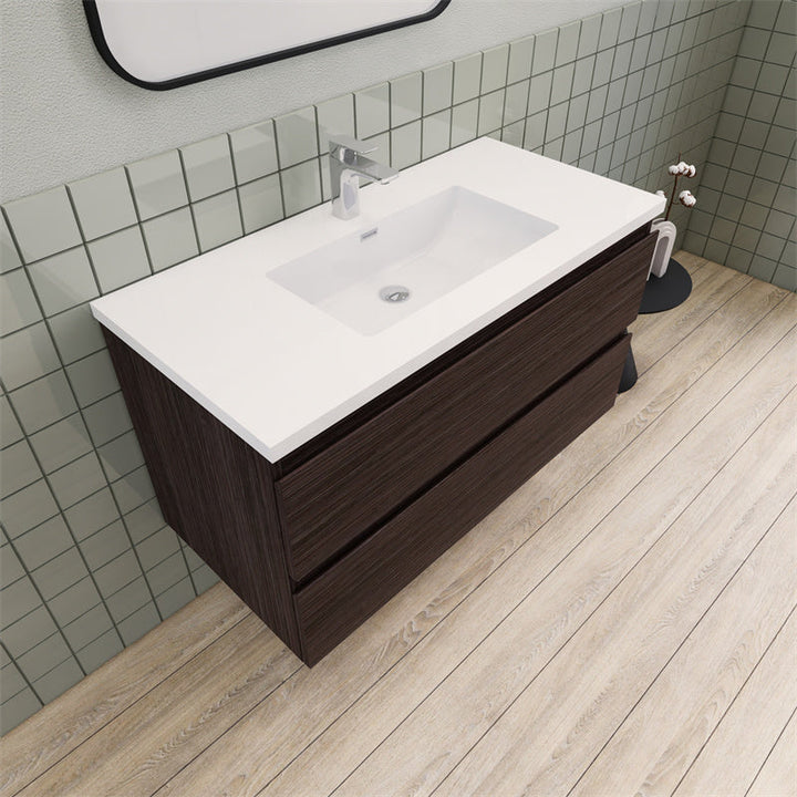 42" Magpie Floating Vanity in Dark Grey Oak