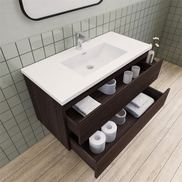 42" Magpie Floating Vanity in Dark Grey Oak