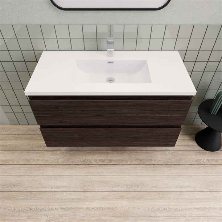 42" Magpie Floating Vanity in Dark Grey Oak