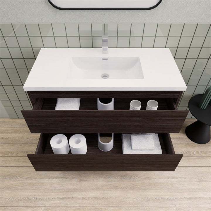 42" Magpie Floating Vanity in Dark Grey Oak