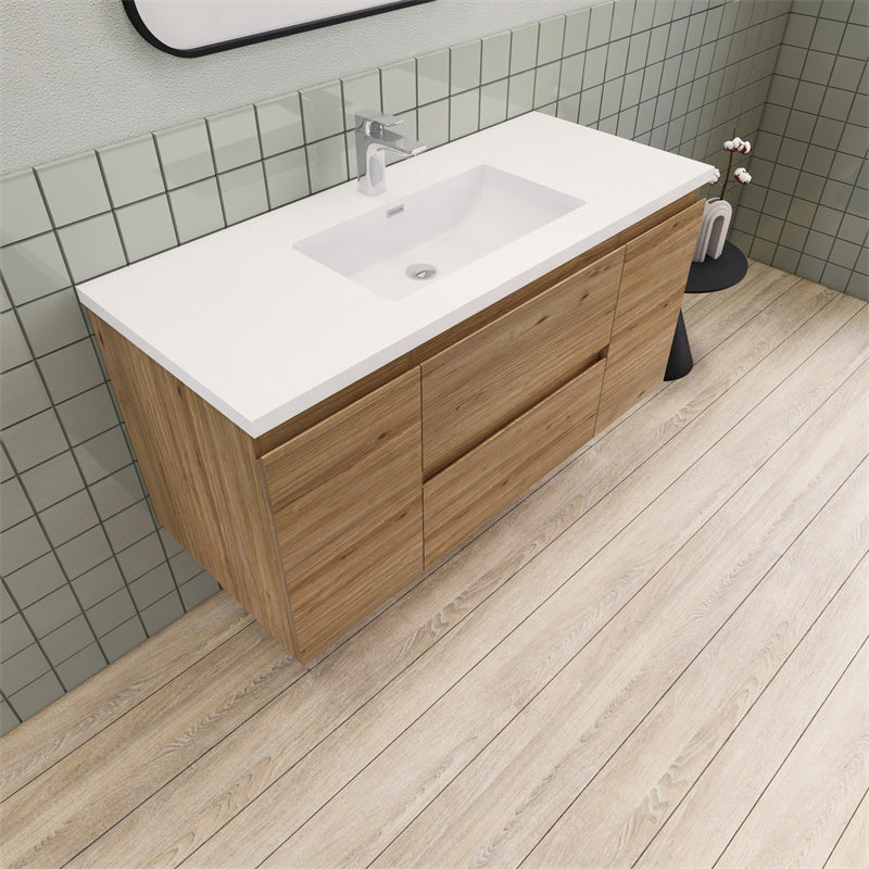 Magpie Floating Vanity in Natural Oak (24-84 inches)