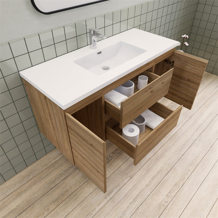 Magpie Floating Vanity in Natural Oak (24-84 inches)