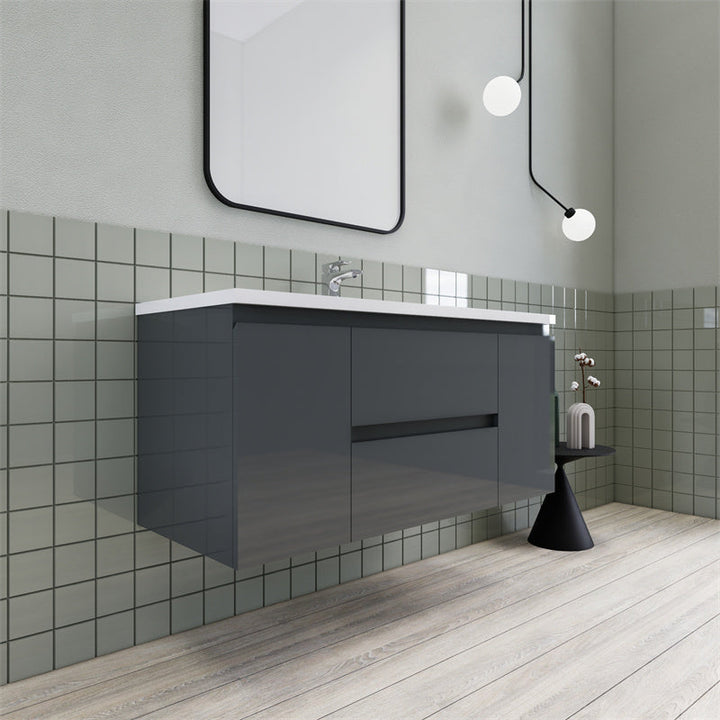 Magpie Floating Vanity in High Gloss Gray (24-84 inches)