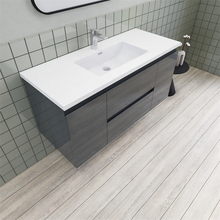 Magpie Floating Vanity in High Gloss Gray (24-84 inches)