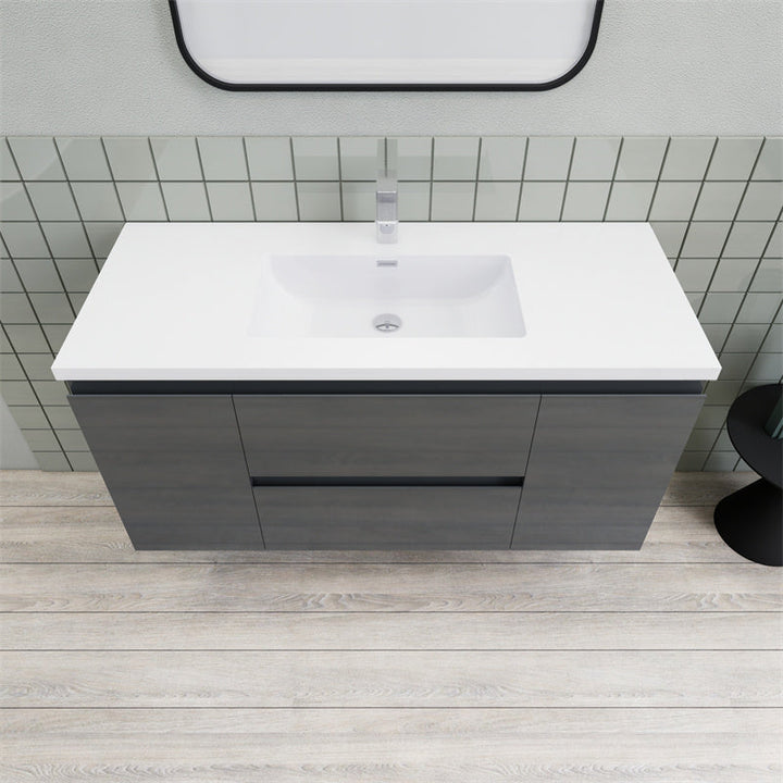 Magpie Floating Vanity in High Gloss Gray (24-84 inches)