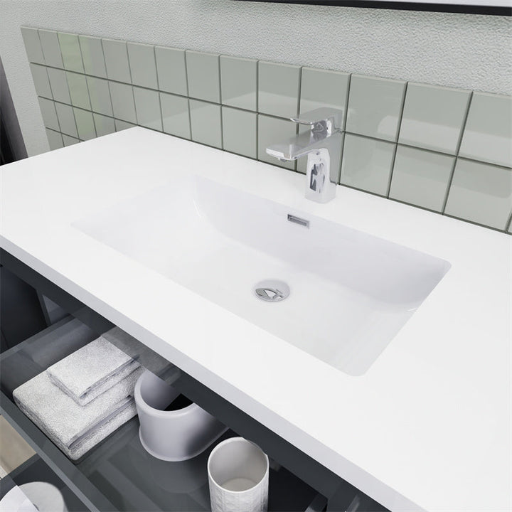 Magpie Floating Vanity in High Gloss Gray (24-84 inches)