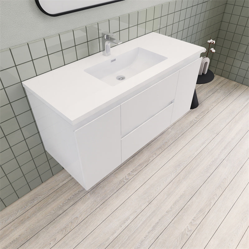 Magpie Floating Vanity in High Gloss White (24-84 inches)