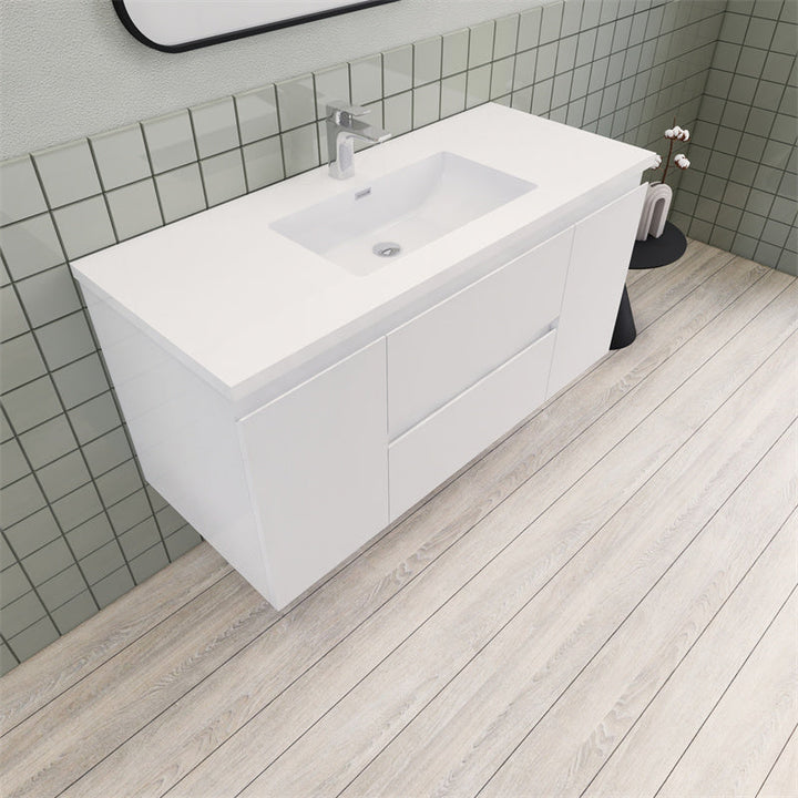 Magpie Floating Vanity in High Gloss White (24-84 inches)