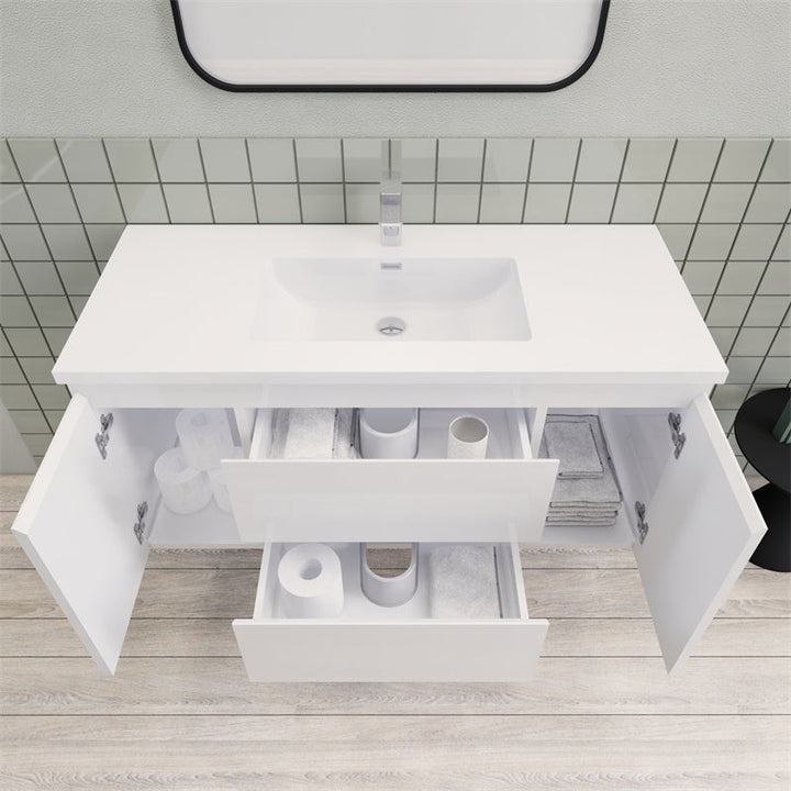 Magpie Floating Vanity in High Gloss White (24-84 inches)