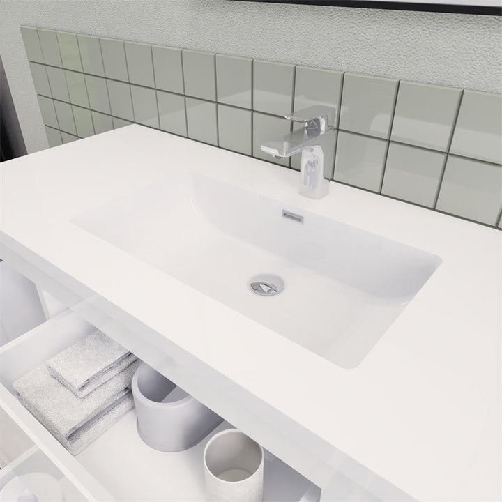 Magpie Floating Vanity in High Gloss White (24-84 inches)