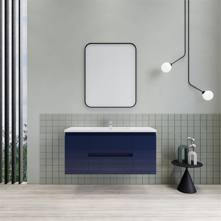 Magpie Floating Vanity in High Gloss Blue (24-84 inches)