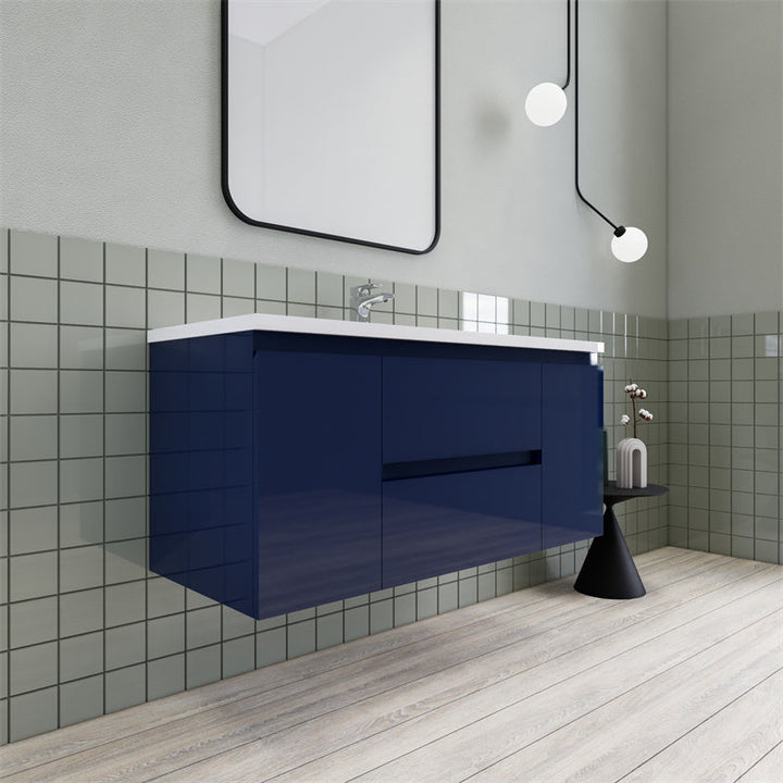 Magpie Floating Vanity in High Gloss Blue (24-84 inches)