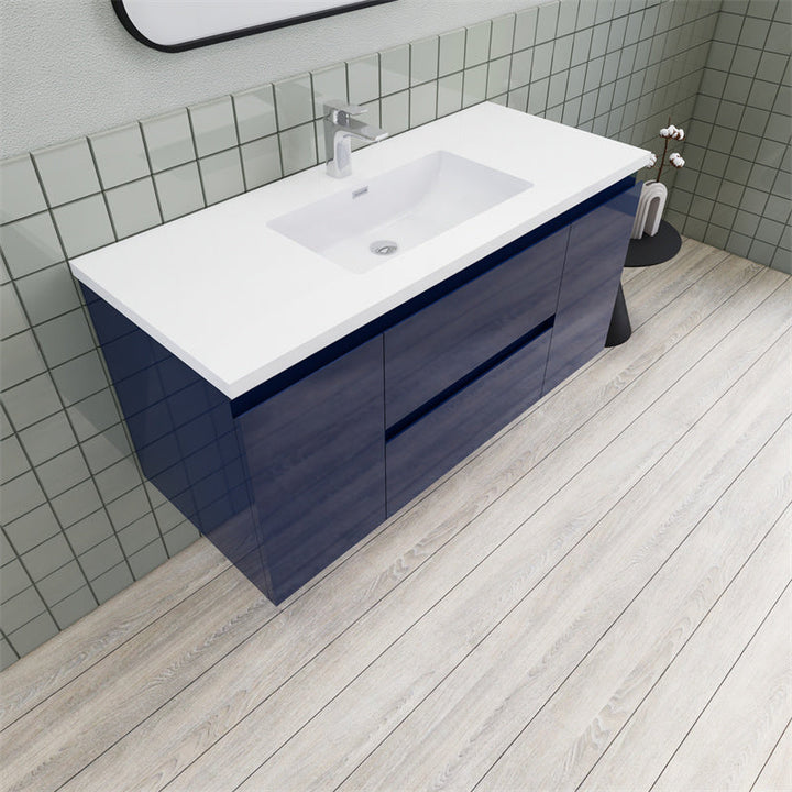 Magpie Floating Vanity in High Gloss Blue (24-84 inches)