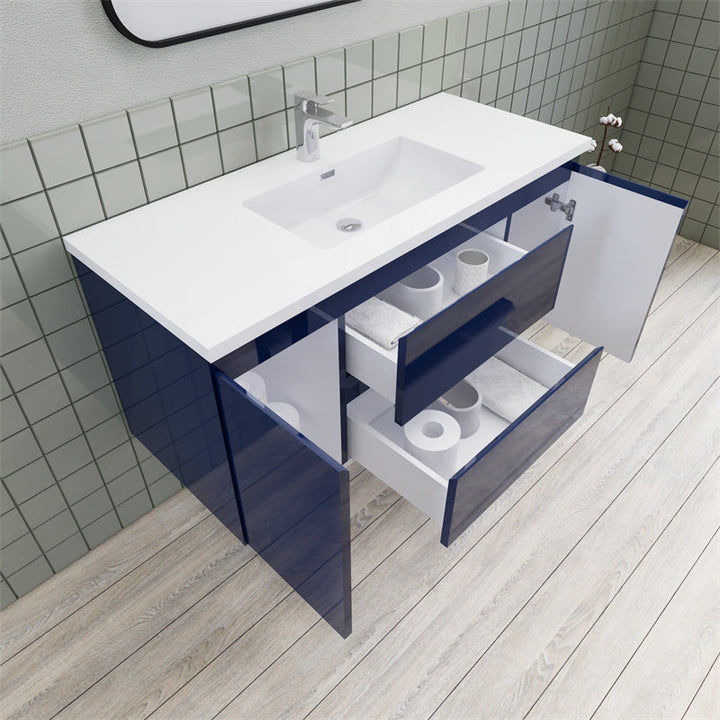 Magpie Floating Vanity in High Gloss Blue (24-84 inches)