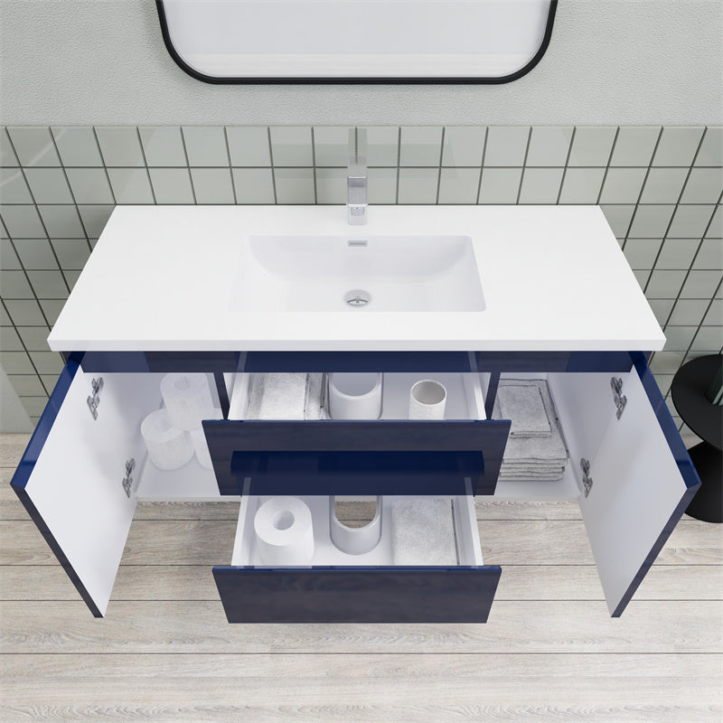 Magpie Floating Vanity in High Gloss Blue (24-84 inches)