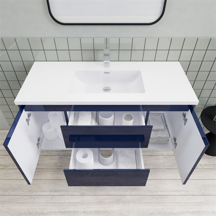 Magpie Floating Vanity in High Gloss Blue (24-84 inches)