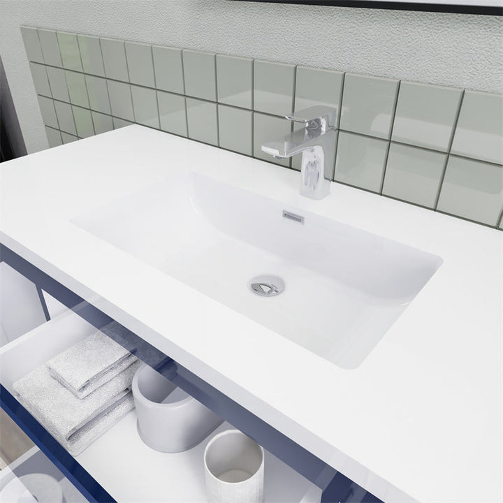 Magpie Floating Vanity in High Gloss Blue (24-84 inches)