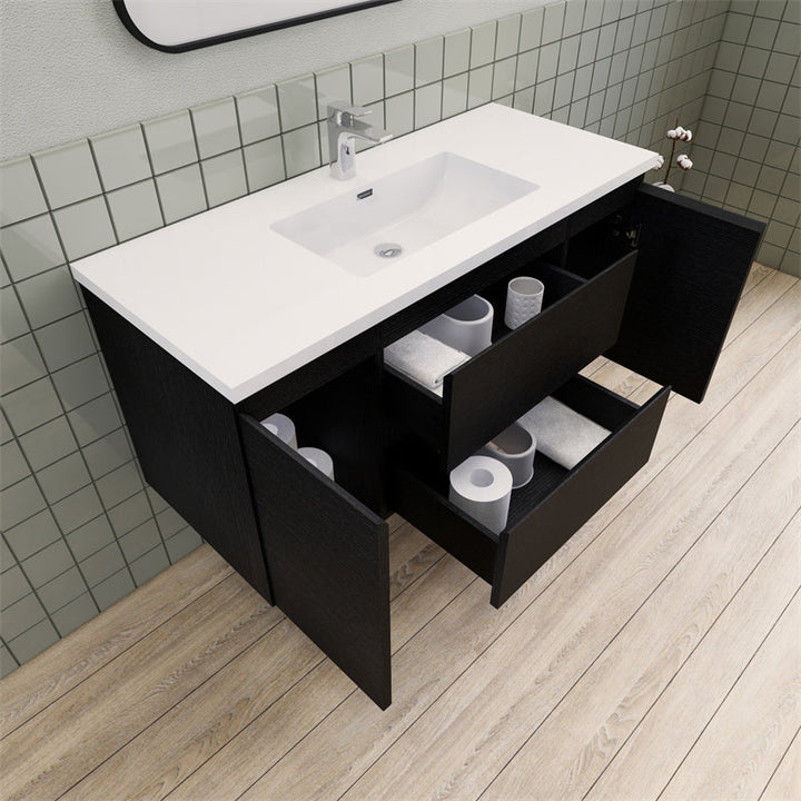 Magpie Floating Vanity in Rich Black Oak (24-84 inches)