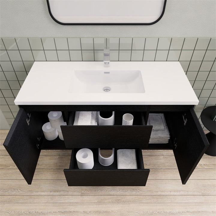 Magpie Floating Vanity in Rich Black Oak (24-84 inches)