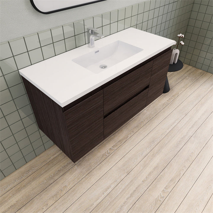 48" Magpie Floating Vanity in Dark Grey Oak