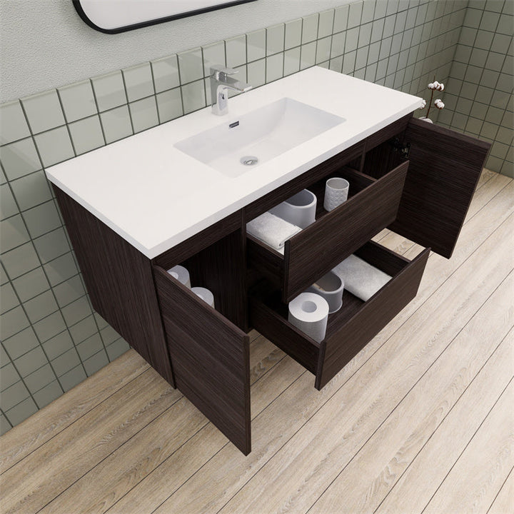 48" Magpie Floating Vanity in Dark Grey Oak