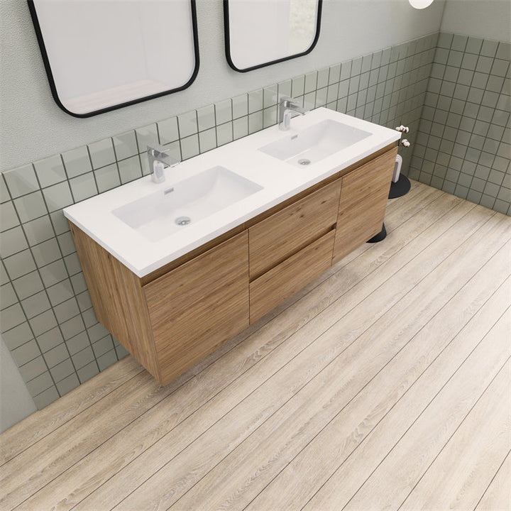 Magpie Floating Vanity in Natural Oak (24-84 inches)