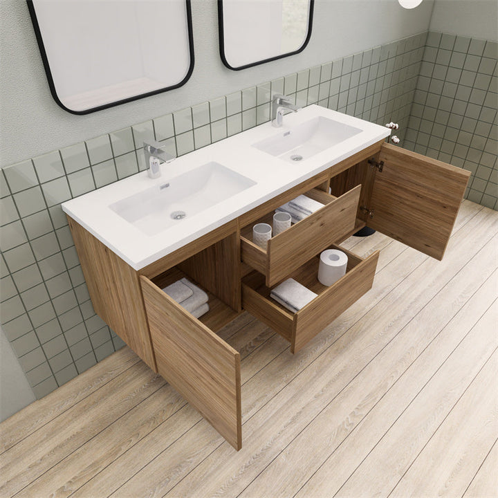 Magpie Floating Vanity in Natural Oak (24-84 inches)