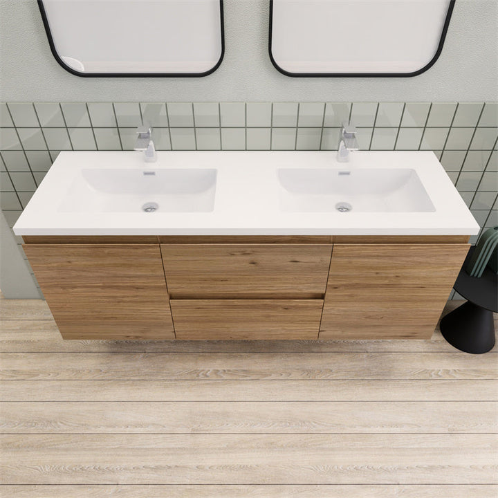 Magpie Floating Vanity in Natural Oak (24-84 inches)