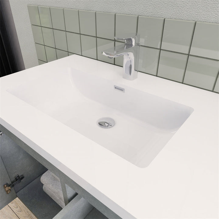60" Double Sink Magpie Floating Vanity in Cement Gray